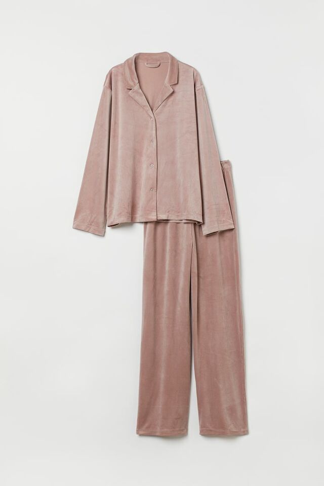 velours pyjama roze h&m