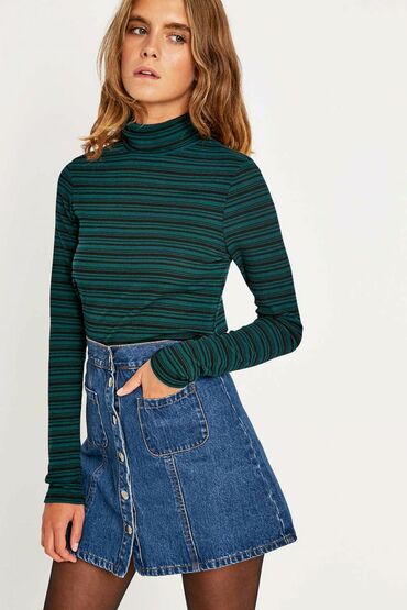 Urban Outfitters Ribbed Stripe Roll Neck Top