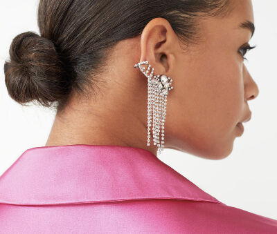 trendy strass oorbellen H&M zilverkleurig earcuff