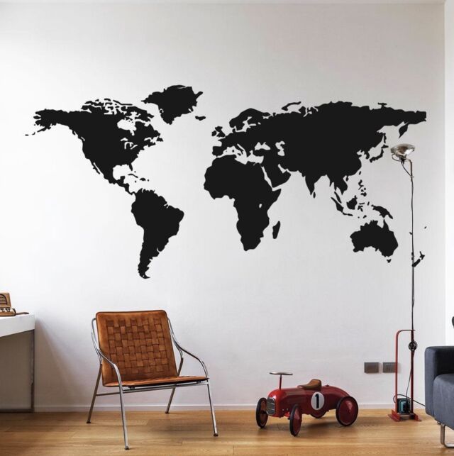 Wereldkaart muursticker