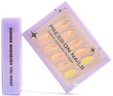 Press on nails Amandelvorm Geel Gouden Nail Art 