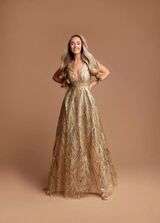 
  
Gouden Lange Glitter Galajurk – Leilana 