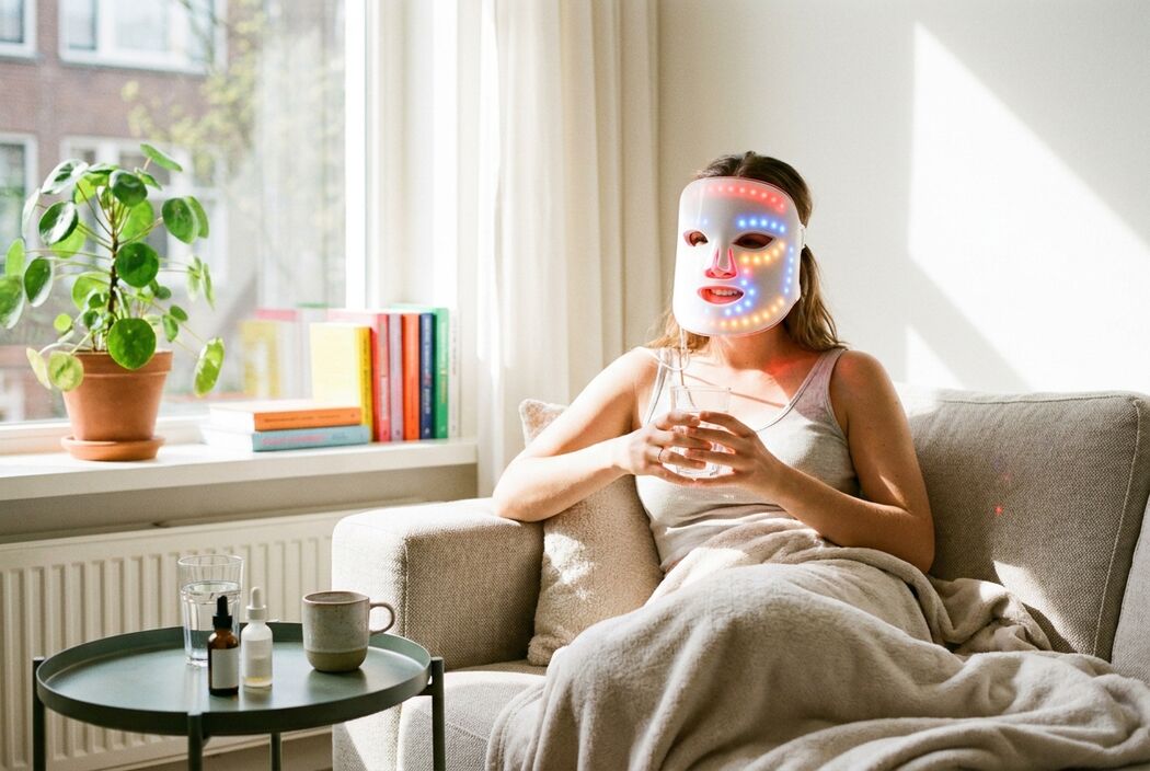 Wat doet rood, blauw en geel licht in een LED masker?